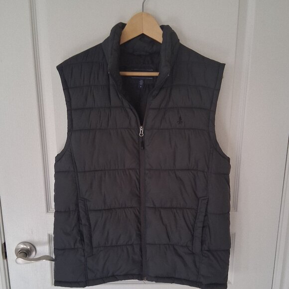 Izod Quilted Puffer Vest Men's Size Medium Grey Full Zipper Pockets - Picture 1 of 6